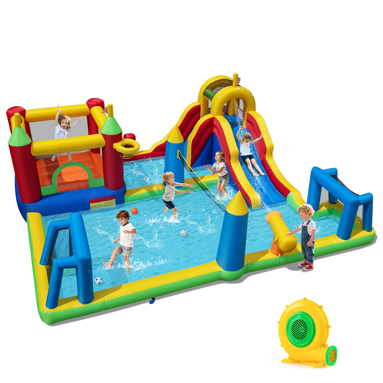 Inflatable Water Slide Bounce House, 9-in-1 Jumping Castle, 680W Blower Inflatable Water Slides at Gallery Canada