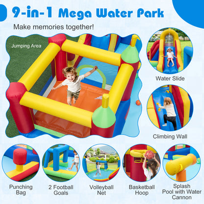 Inflatable Water Slide Bounce House, 9-in-1 Jumping Castle, 735W Blower Inflatable Water Slides at Gallery Canada