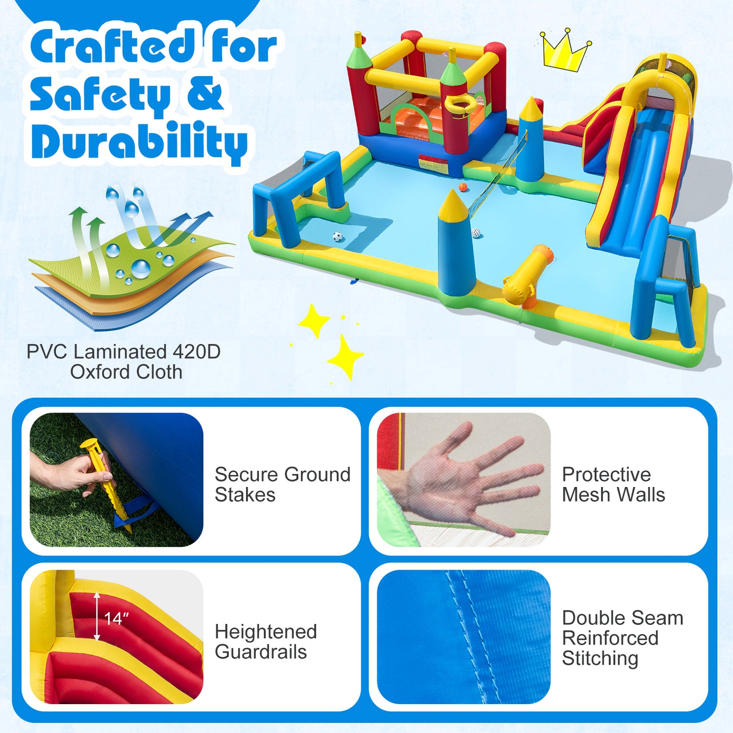 Inflatable Water Slide, Bounce House, 9-in-1 Jumping Castle, 780W Blower Inflatable Water Slides at Gallery Canada