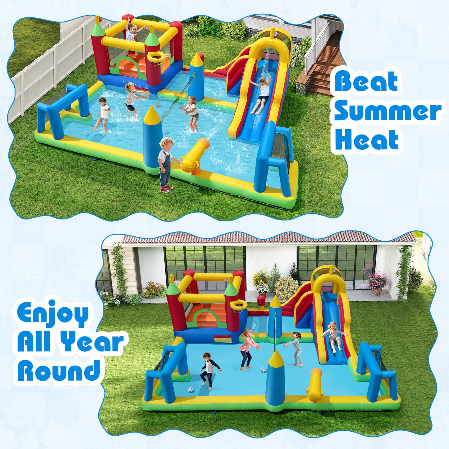 Inflatable Water Slide, Bounce House, 9-in-1 Jumping Castle, 780W Blower Inflatable Water Slides at Gallery Canada