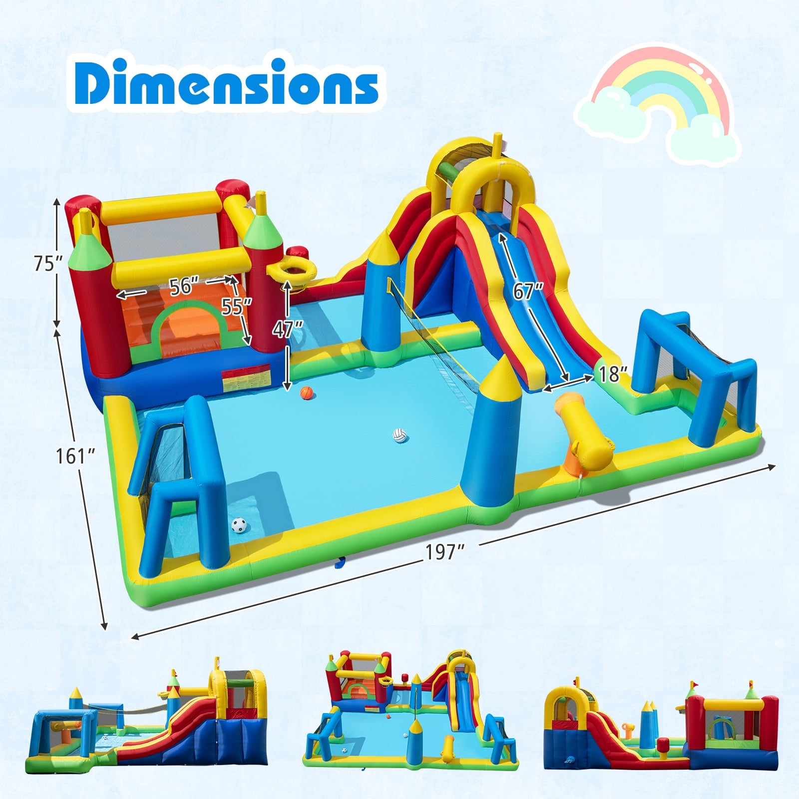 Inflatable Water Slide, Bounce House, 9-in-1 Jumping Castle, 780W Blower Inflatable Water Slides at Gallery Canada