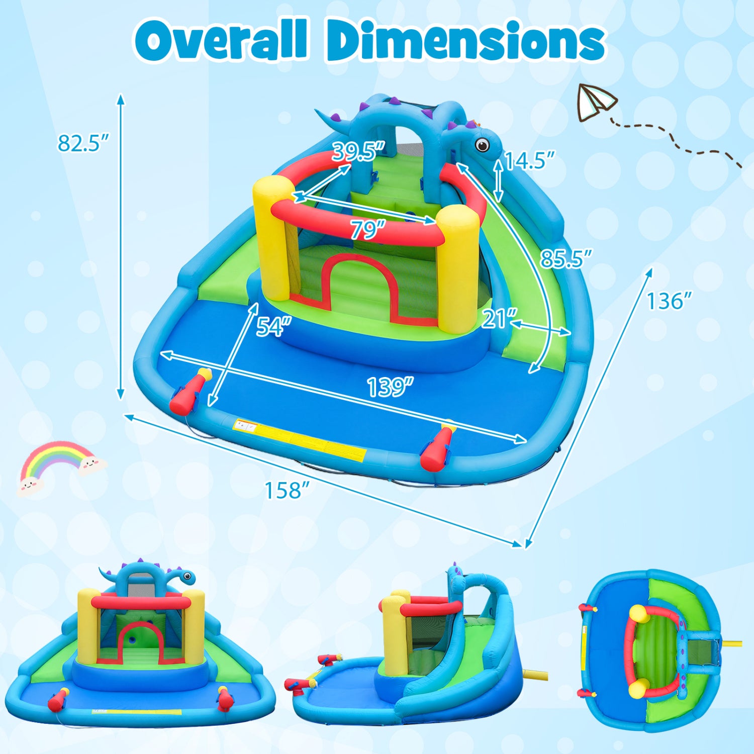Dinosaur Inflatable Water Slide Bounce House, Multicolor Inflatable Water Slides at Gallery Canada