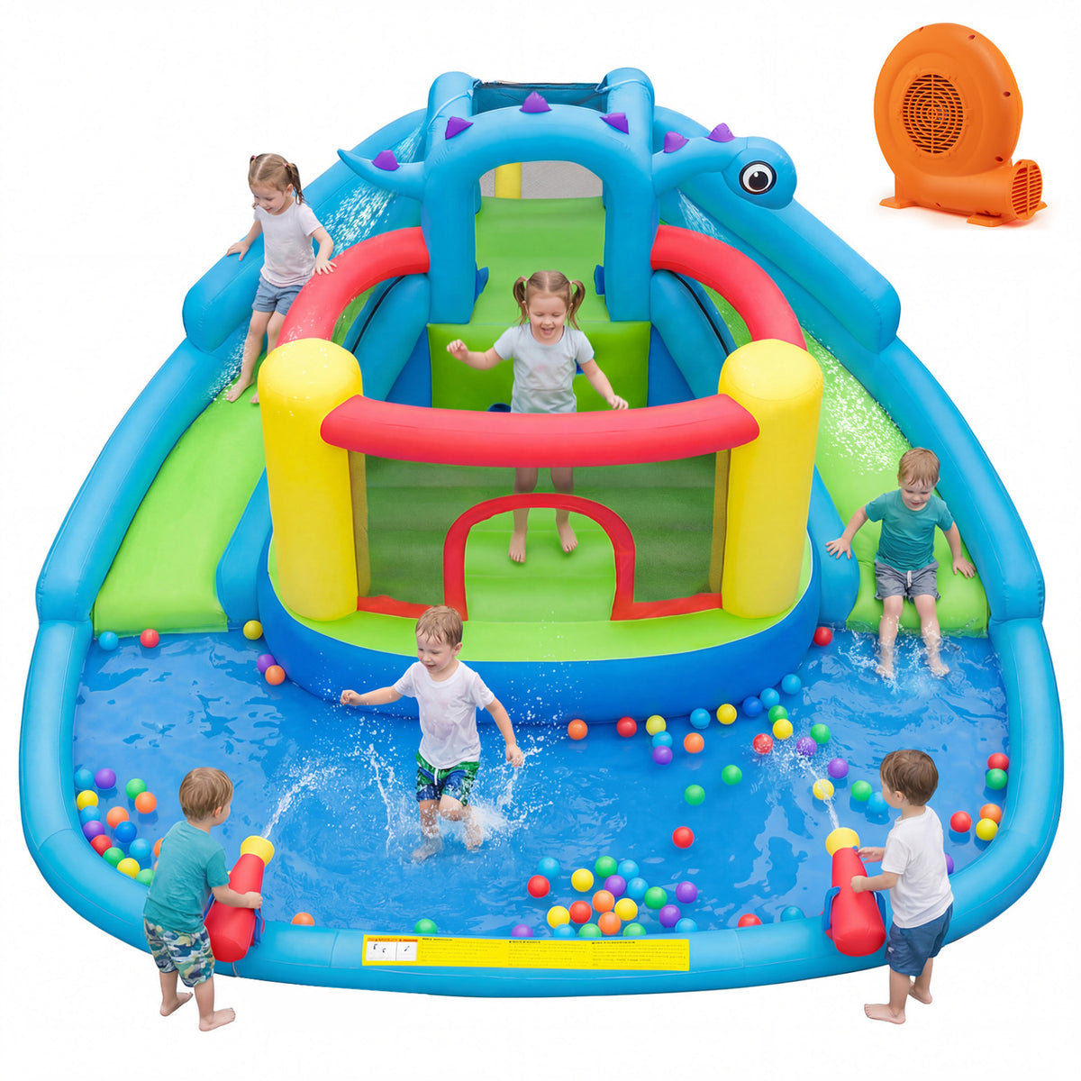 Inflatable Dinosaur Water Slide Bounce House, Double Slides Inflatable Water Slides Multicolor at Gallery Canada