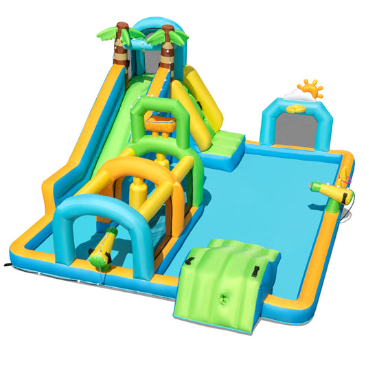 Inflatable Water Slide Tropical Theme Dual Slide Aqua Park Blower Excluded Inflatable Water Slides Options at Gallery Canada