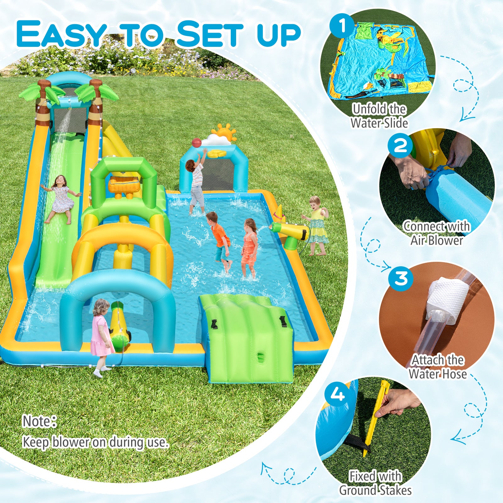 Inflatable Water Slide, Tropical Theme, Dual Slide, 735W Blower Inflatable Water Slides at Gallery Canada