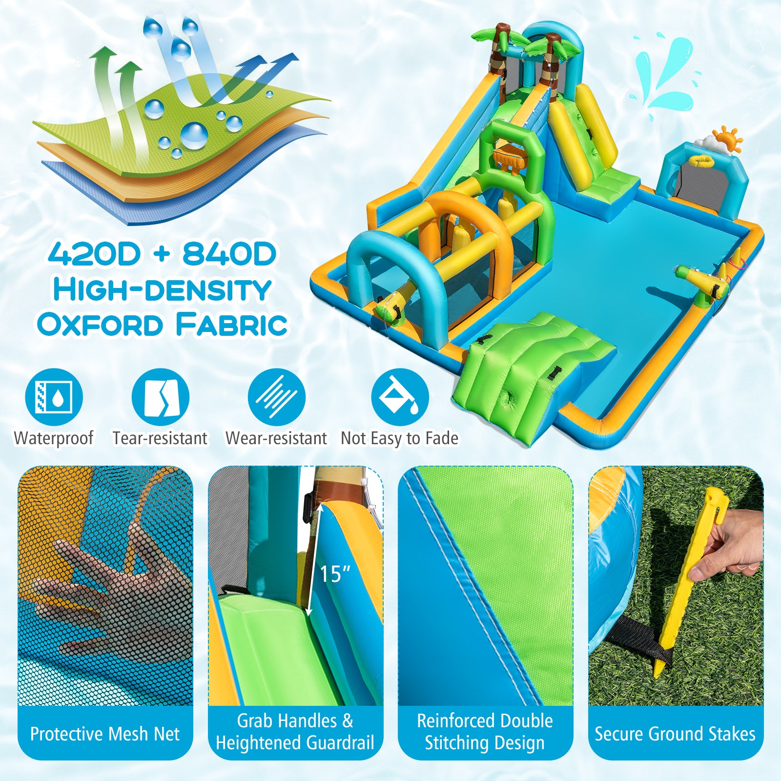 Inflatable Water Slide, Tropical Theme, Dual Slide, 735W Blower Inflatable Water Slides at Gallery Canada