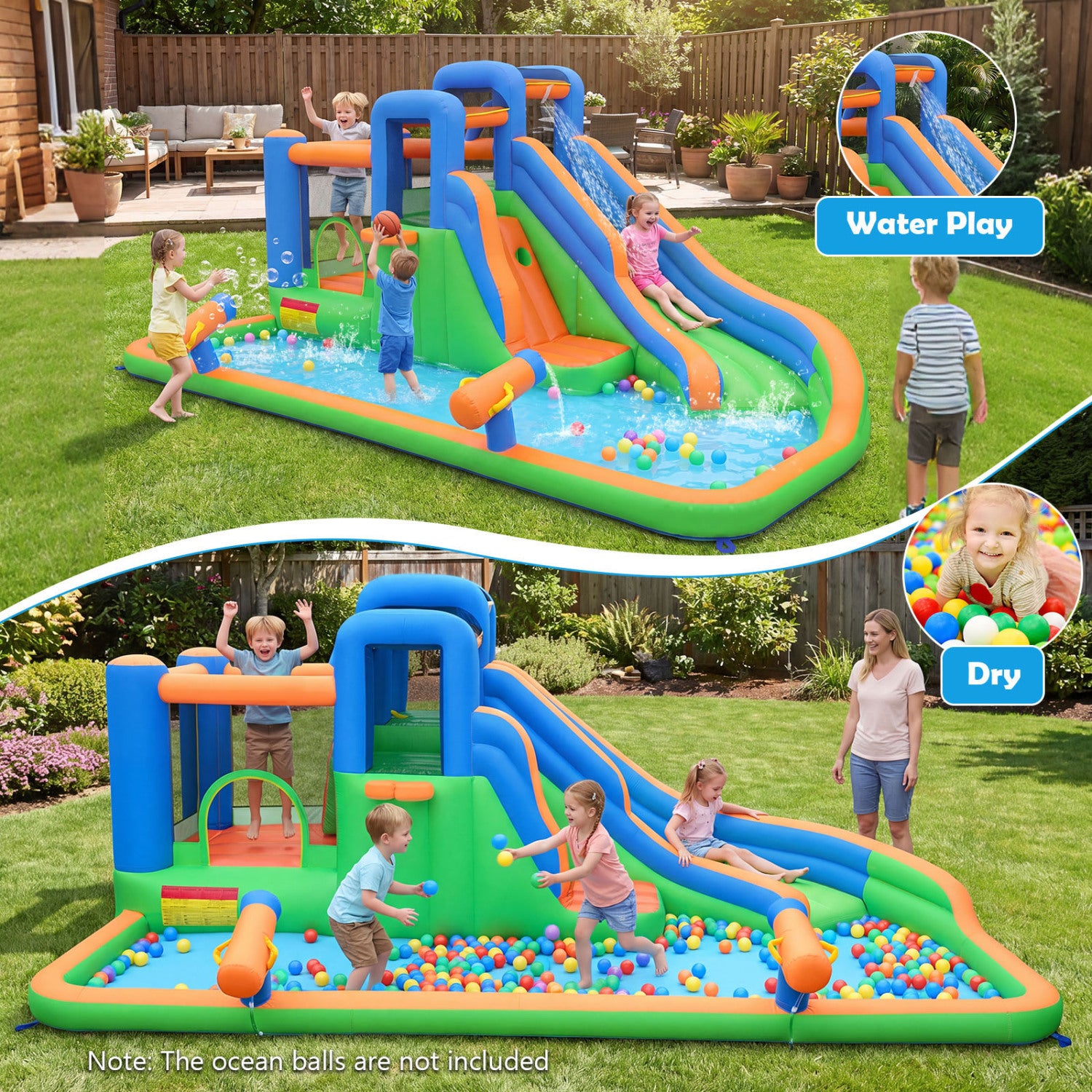 Inflatable Water Slide Park, Splash Pool, 780W Blower Inflatable Water Slides at Gallery Canada