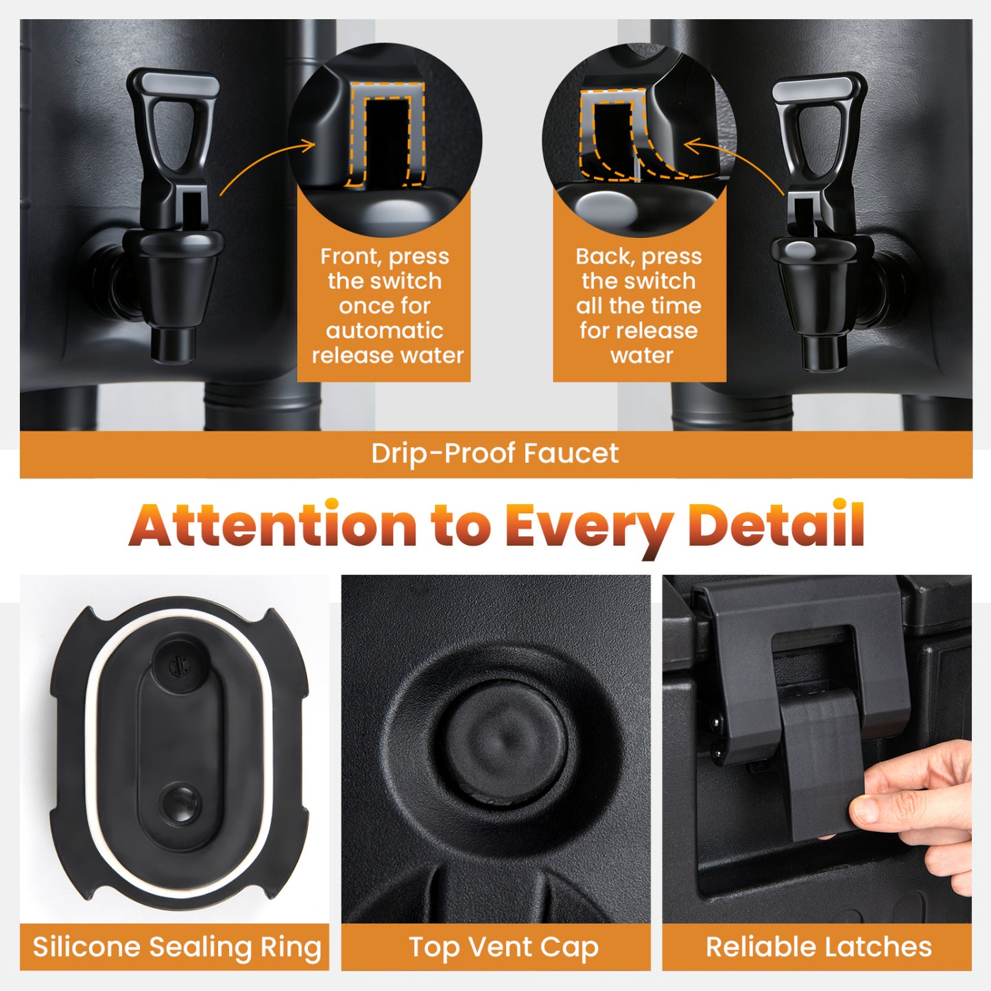 Insulated Beverage Dispensers, Set of 2, Hot and Cold, Black Water Dispensers at Gallery Canada