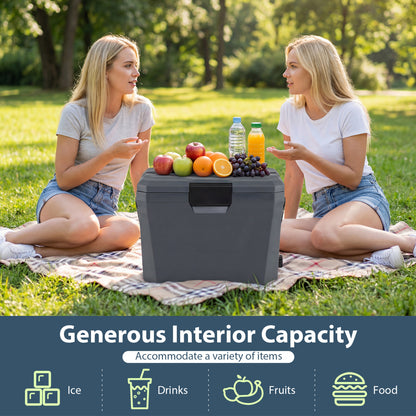 Insulated Portable Cooler, Hard Shell Ice Chest, 2 Cup Holders, Gray Coolers at Gallery Canada