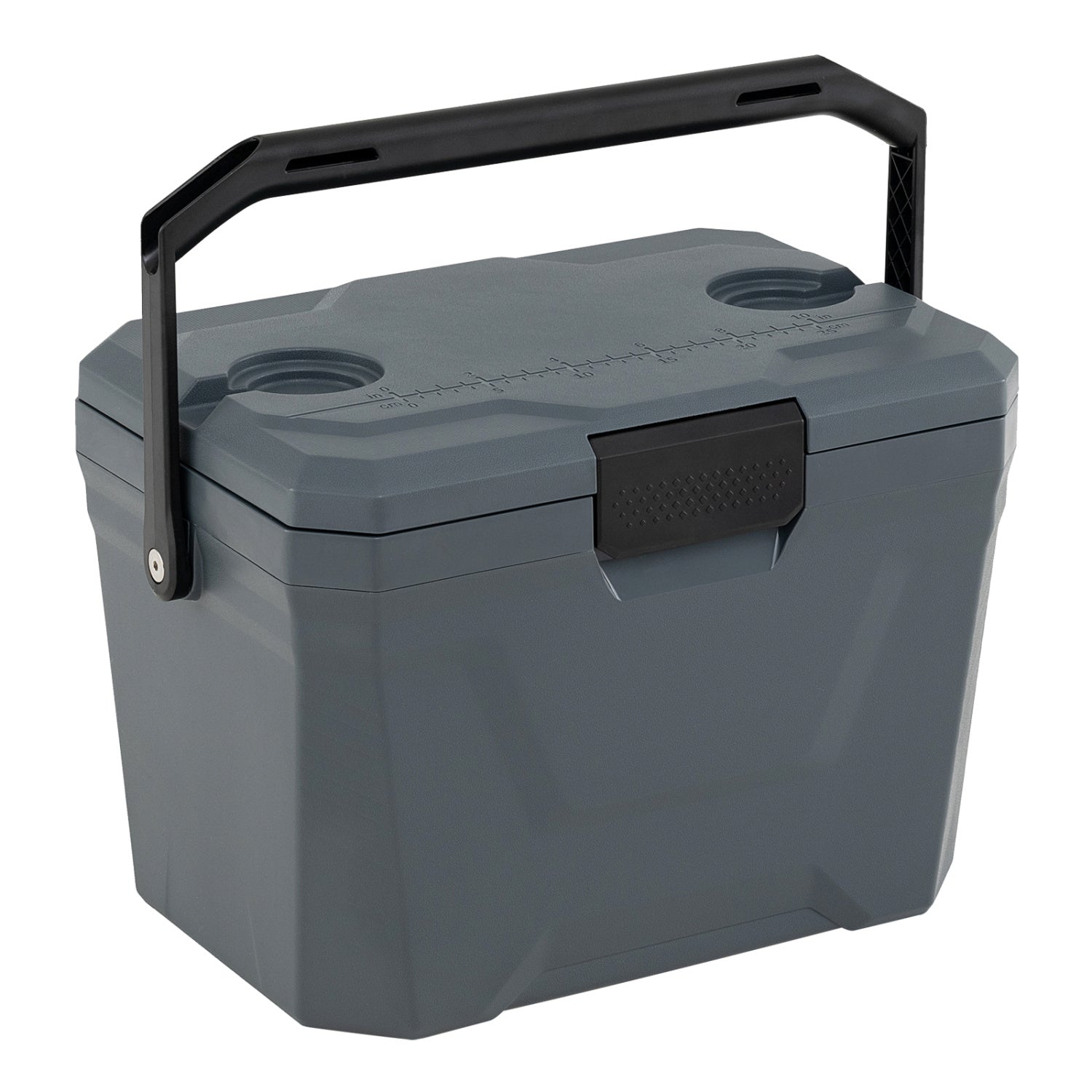 Insulated Portable Cooler, Hard Shell Ice Chest, 2 Cup Holders, Gray Coolers at Gallery Canada