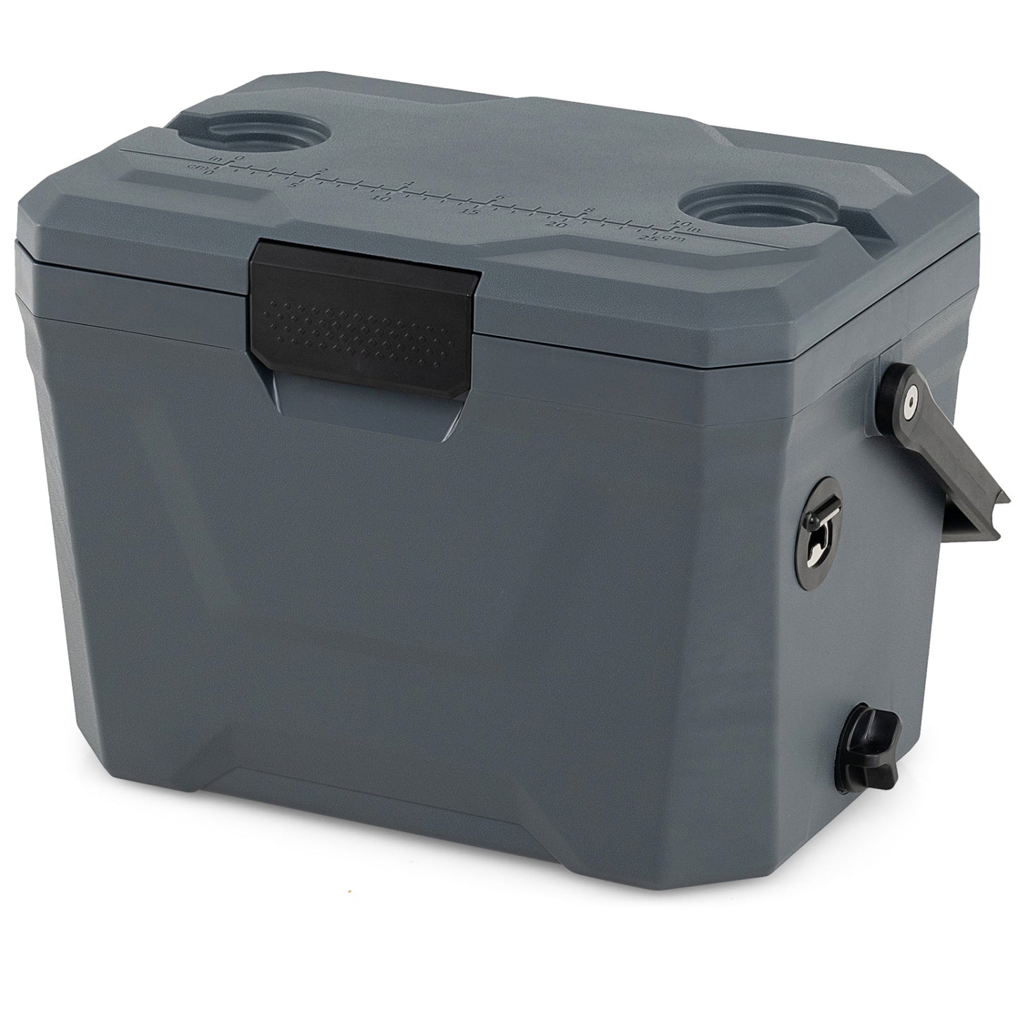 Insulated Portable Cooler, Hard Shell Ice Chest, 2 Cup Holders, Gray Coolers at Gallery Canada