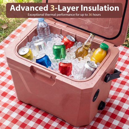 Insulated Portable Cooler, Hard Shell Ice Chest, 2 Cup Holders, Pink Coolers at Gallery Canada