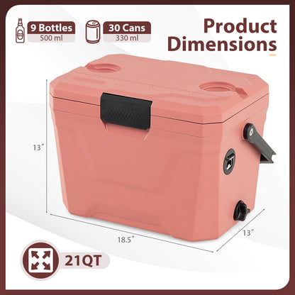 Insulated Portable Cooler, Hard Shell Ice Chest, 2 Cup Holders, Pink Coolers at Gallery Canada