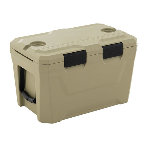 Insulated Hard Cooler, 2 Cup Holders, Sand Coffee