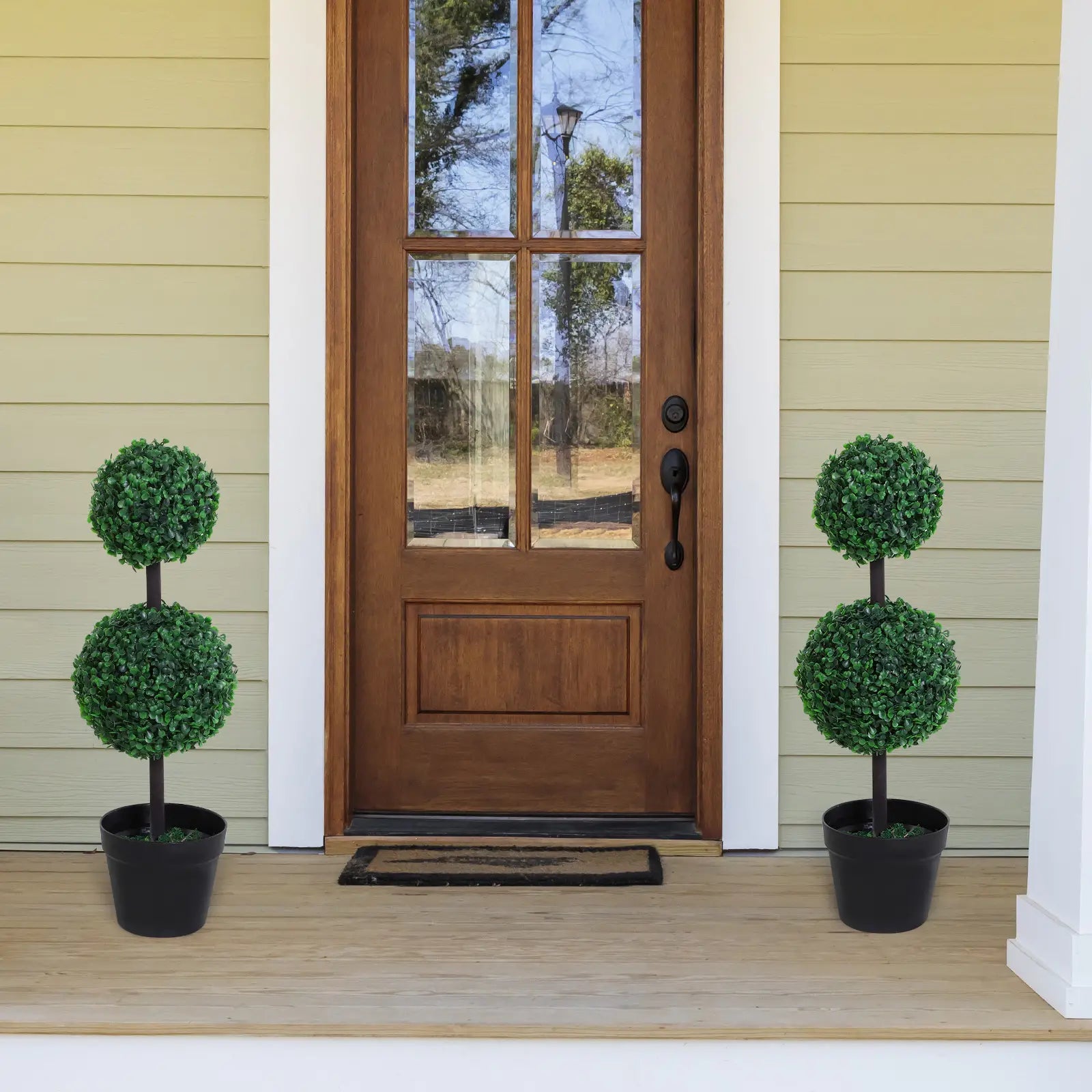 2 Ball Topiary Tree in Pot, Artificial Plant, Home Office Decor, Dark Green Artificial Trees at Gallery Canada