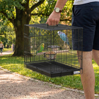 Bird Cage Portable w/ Slide-Out Tray Travel Cage for Parakeets w/ Perch &; Food Bowls Black Bird Cages at Gallery Canada