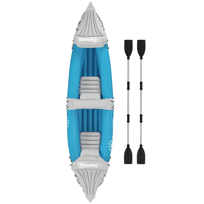 2 Person Inflatable Kayak with Pump and Aluminum Oars Water Sports & Boating Supplies Blue, Grey at Gallery Canada