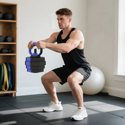 4-in-1 Adjustable Dumbbell Set, 55lbs, Blue Dumbbells & Barbells at Gallery Canada