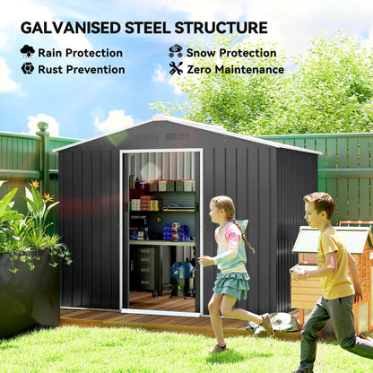 8 x 6 ft Metal Outdoor Storage Shed, Dark Grey Sheds at Gallery Canada