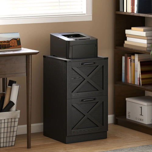 2-Drawer File Cabinet, Silent Slides, Vertical Farmhouse, Black