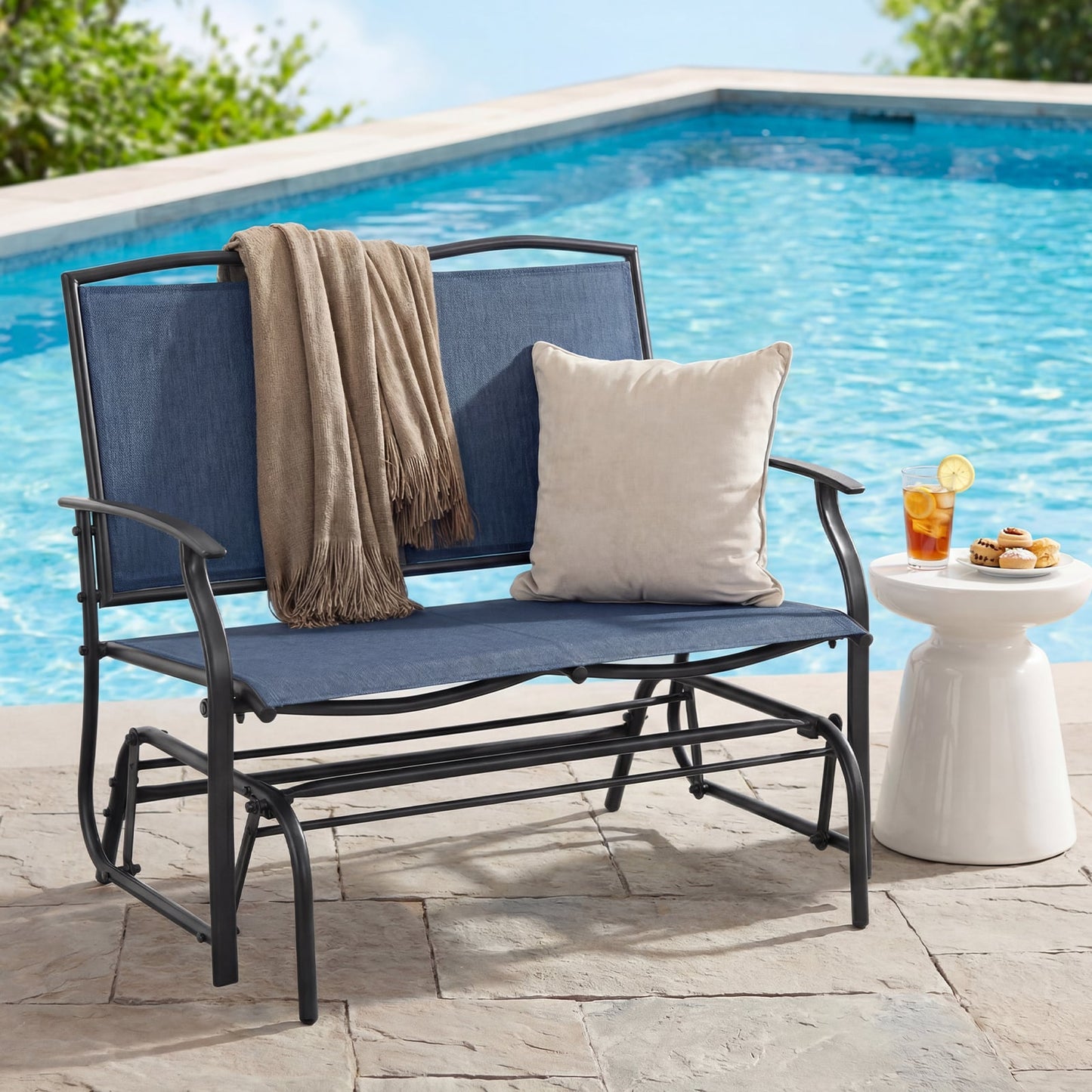Iron Patio Rocking Chair, Outdoor Backyard Lawn, Navy Patio Rocking Chairs & Gliders at Gallery Canada