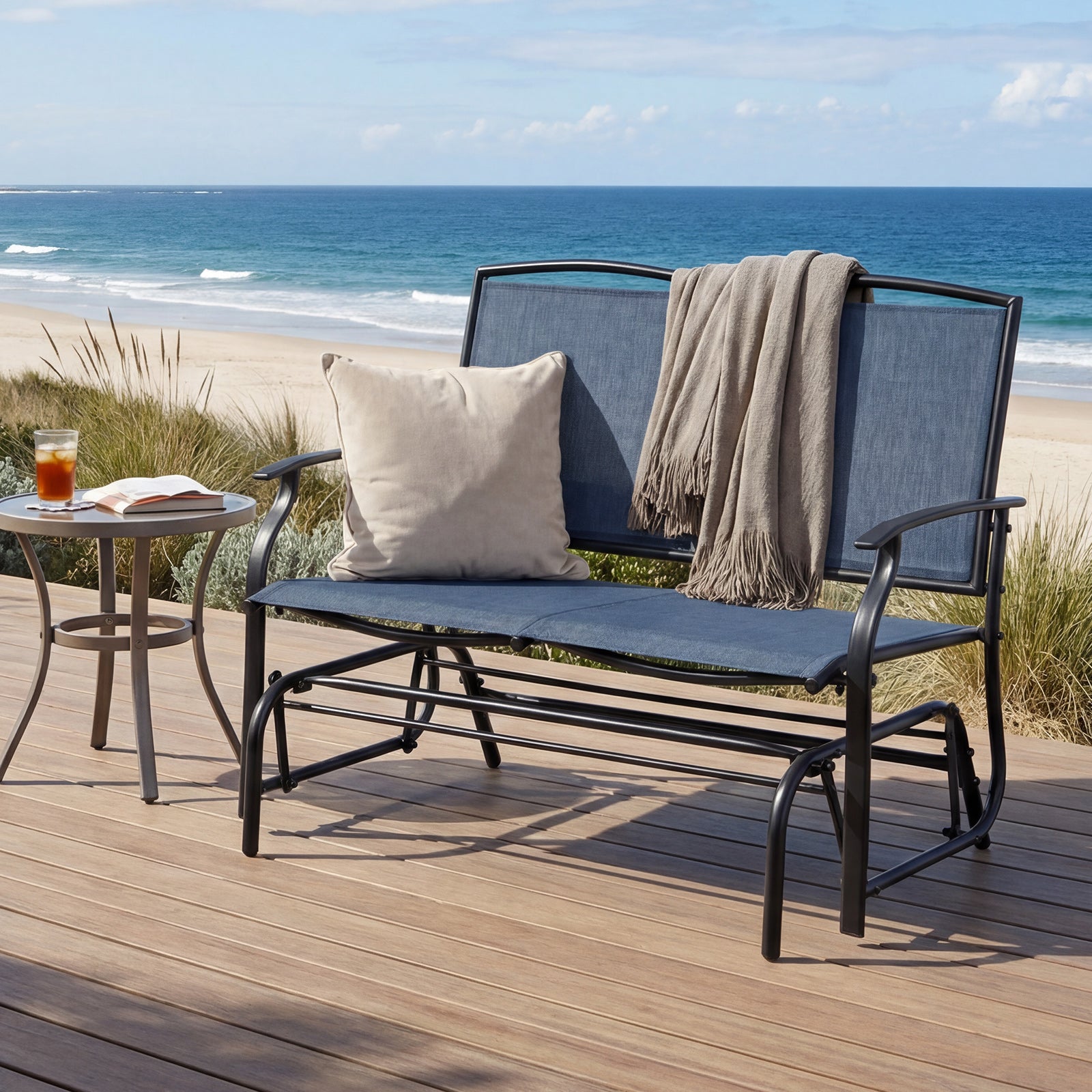 Iron Patio Rocking Chair, Outdoor Backyard Lawn, Navy Patio Rocking Chairs & Gliders at Gallery Canada