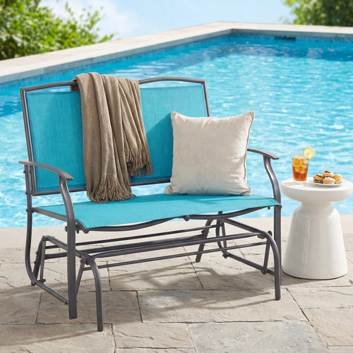 Iron Patio Rocking Chair, Turquoise