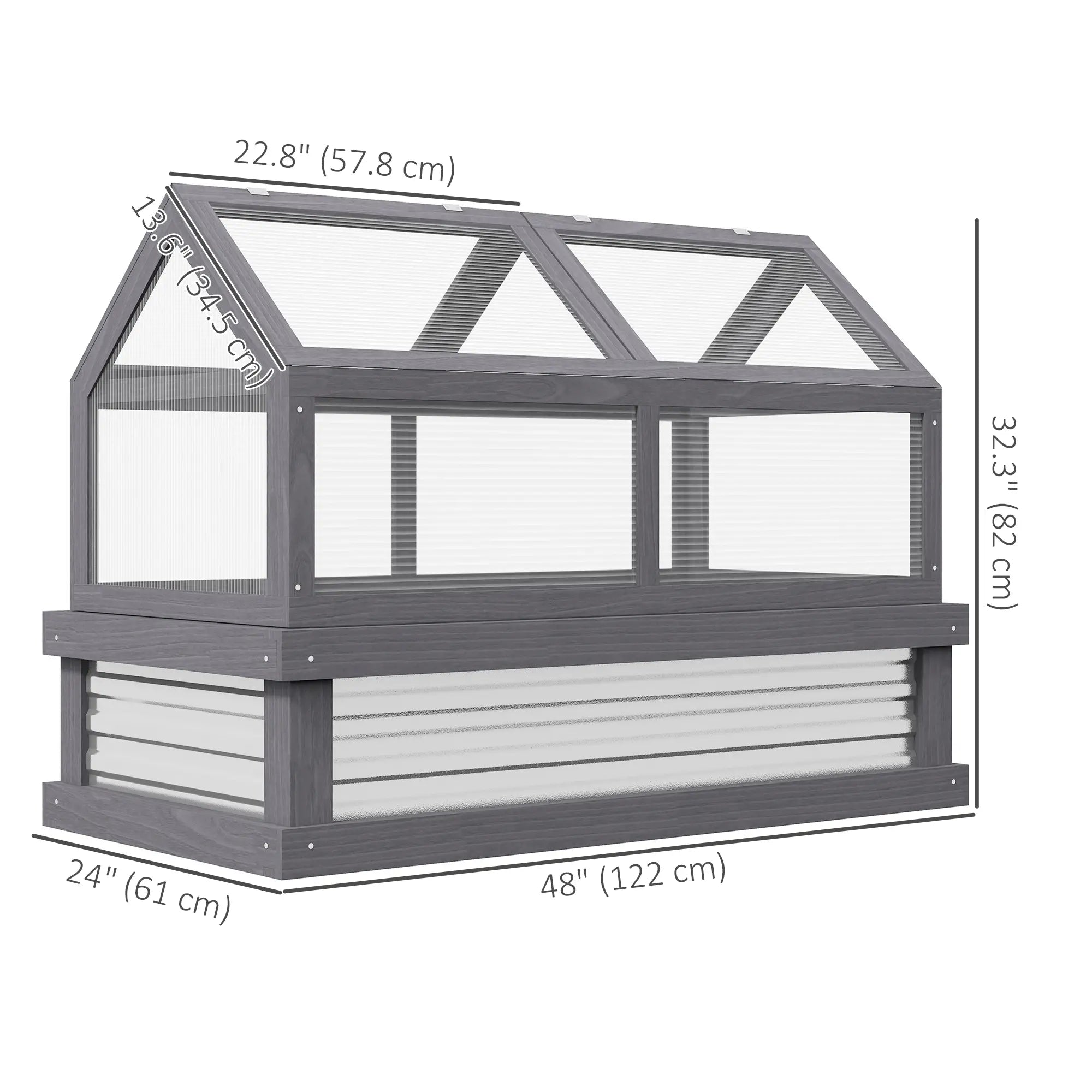 Raised Garden Bed Kit With Greenhouse, Wooden Cold Frame Planter, 48