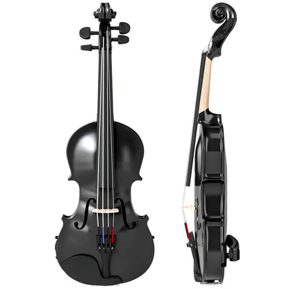 Full Size Violin, Wood Acoustic Set, Case, Rosin, Shoulder Rest, Black Electronic Musical Pianos Black at Gallery Canada