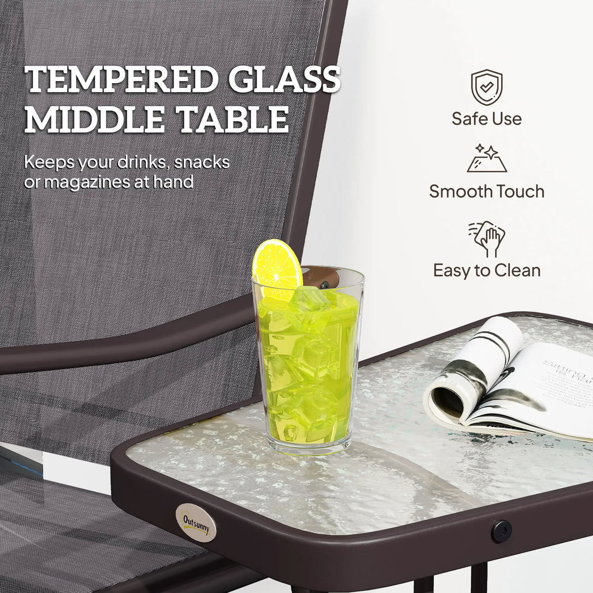 Double Patio Glider Chair with Glass Table, Grey Outdoor Gliders at Gallery Canada
