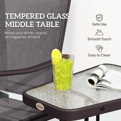 Double Patio Glider Chair with Glass Table, Grey Outdoor Gliders at Gallery Canada