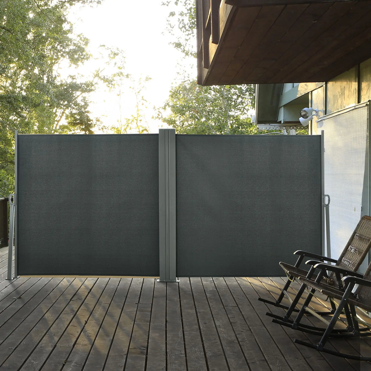 236" x 71" Outdoor Privacy Wall, Retractable Awning, Patio Screen, Grey Side Awnings at Gallery Canada
