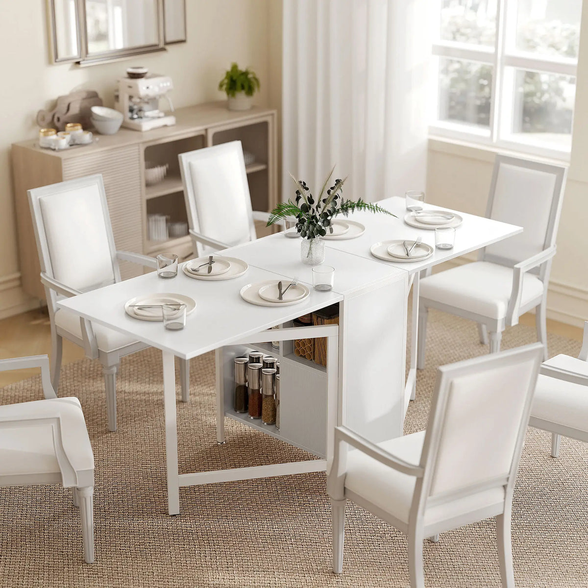 Foldable Drop Leaf Table With Hideaway Shelves, Brown Dining Tables at Gallery Canada