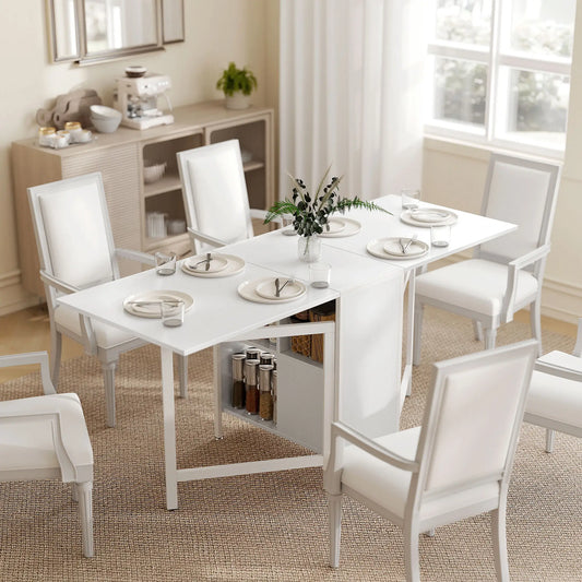 Foldable Drop Leaf Table With Hideaway Shelves, Brown Dining Tables White at Gallery Canada