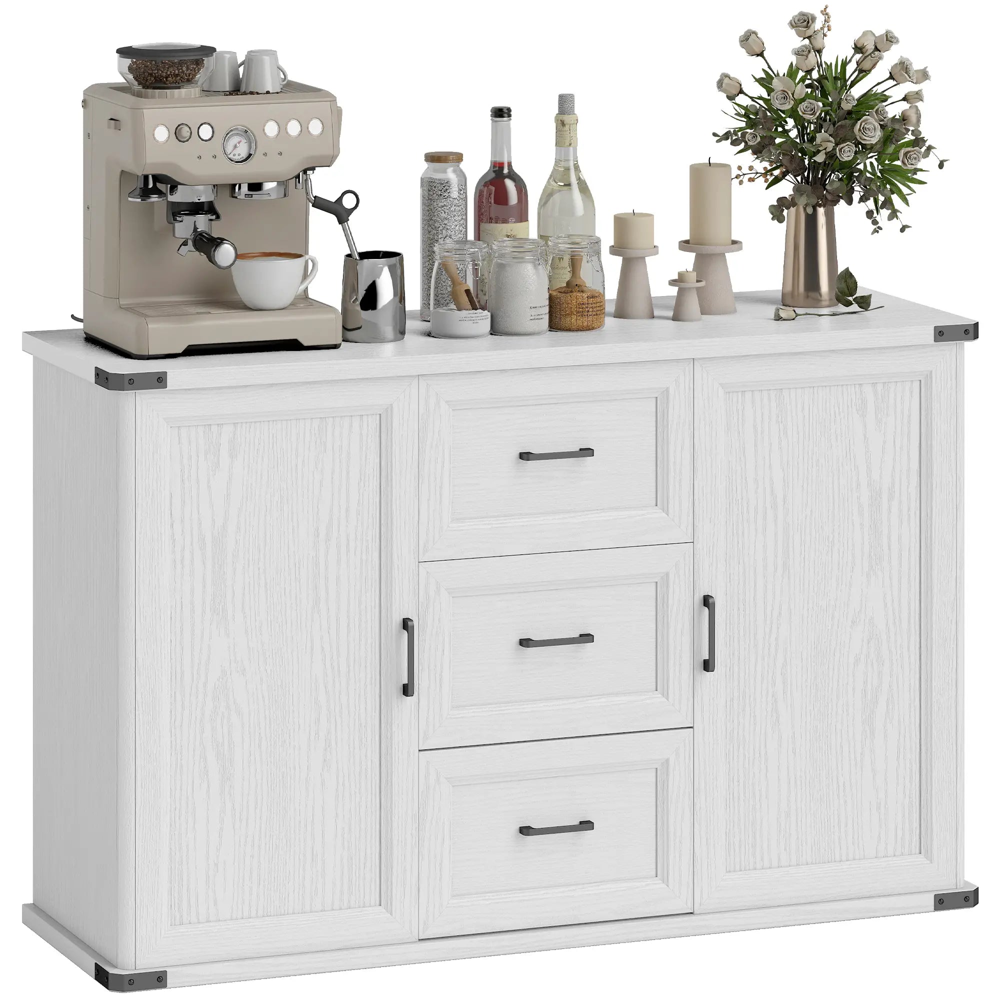 Sideboard With 3 Drawers, 2 Doors, 47