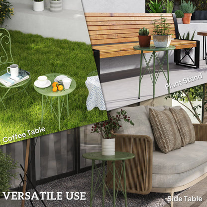 15.7" Round Garden Table, Steel Bistro Table With Adjustable Feet, Green Patio Side Tables at Gallery Canada