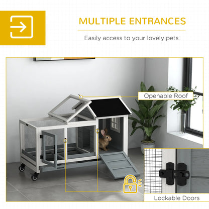 Rabbit Cage With Wheels, Ramp, Run, Tray, Indoor Outdoor, Grey Rabbit Hutch at Gallery Canada