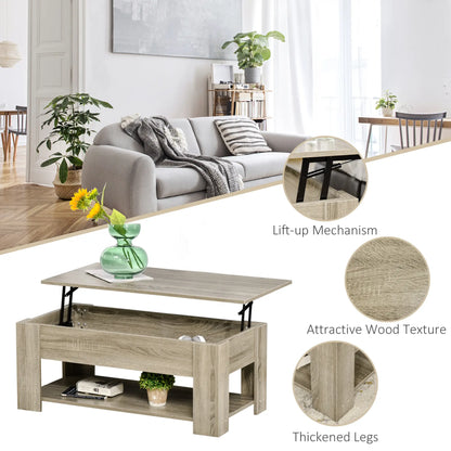 Lift Top Coffee Table, Hidden Storage, Open Shelf, Living Room, Grey Coffee Tables at Gallery Canada