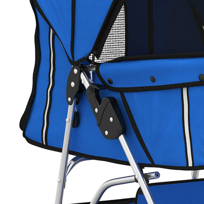 Foldable Pet Stroller, 360° Swivel Wheels, Reflective Strips, Blue Dog Bike Trailers & Strollers at Gallery Canada