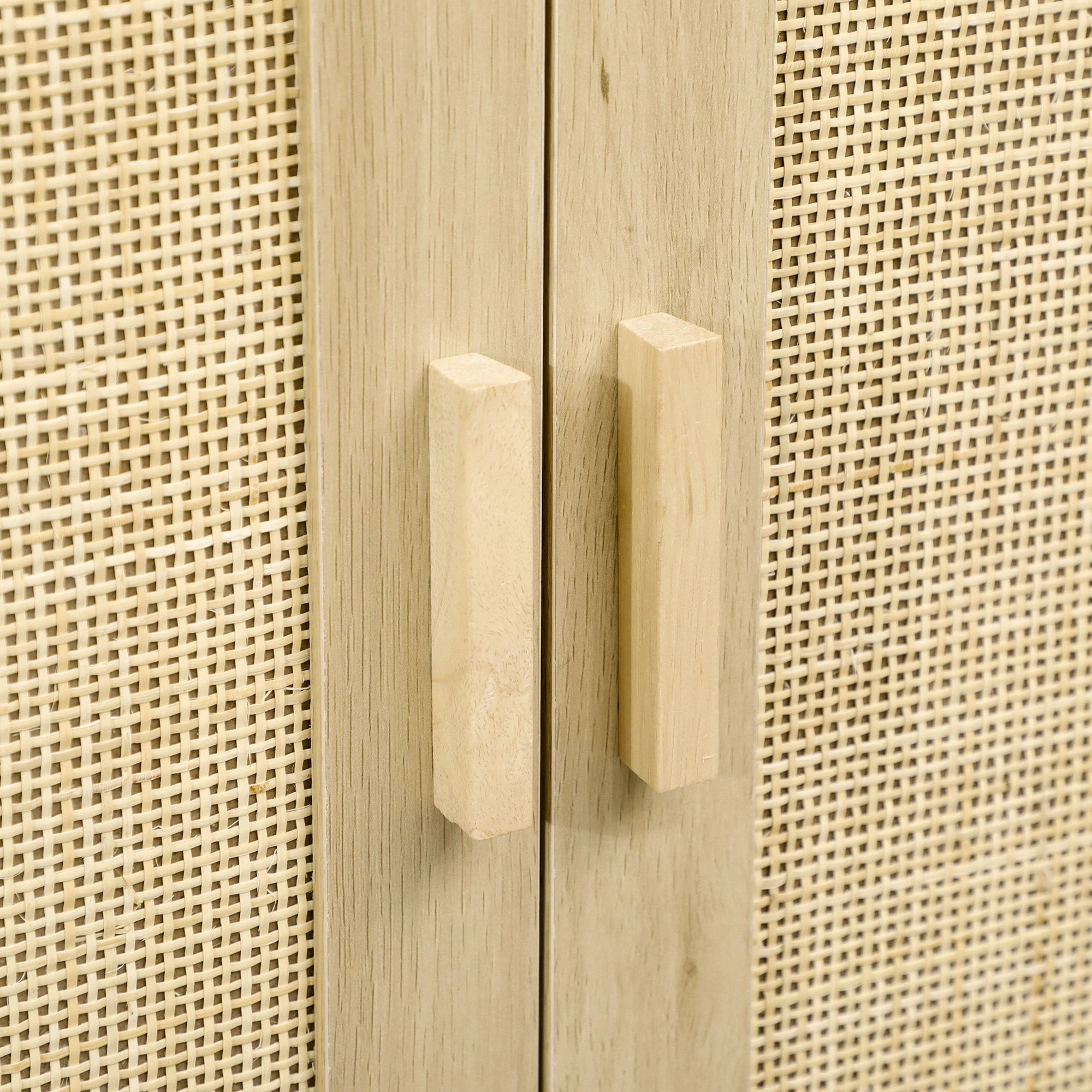 Wood Sideboard Cabinet, 2 Rattan Doors, Adjustable Shelf, Steel Legs Bar Cabinets at Gallery Canada