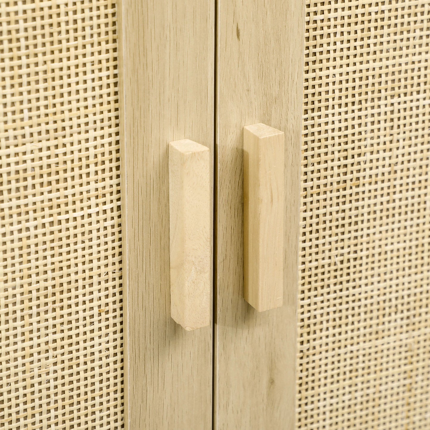 Wood Sideboard Cabinet, 2 Rattan Doors, Adjustable Shelf, Steel Legs Bar Cabinets at Gallery Canada