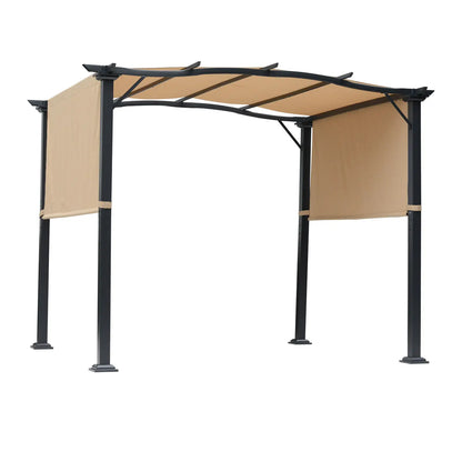 10'X8' Outdoor Pergola Gazebo With 2 Side Canopies, Khaki Pergolas at Gallery Canada