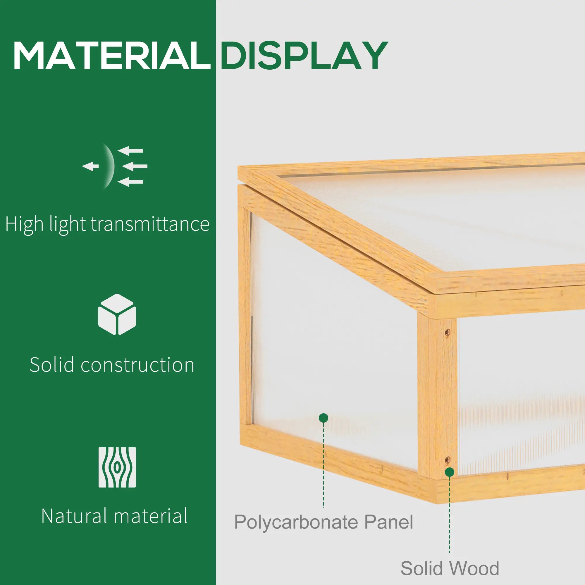 Portable Wooden Cold Frame Greenhouse, Openable Top, 35.5