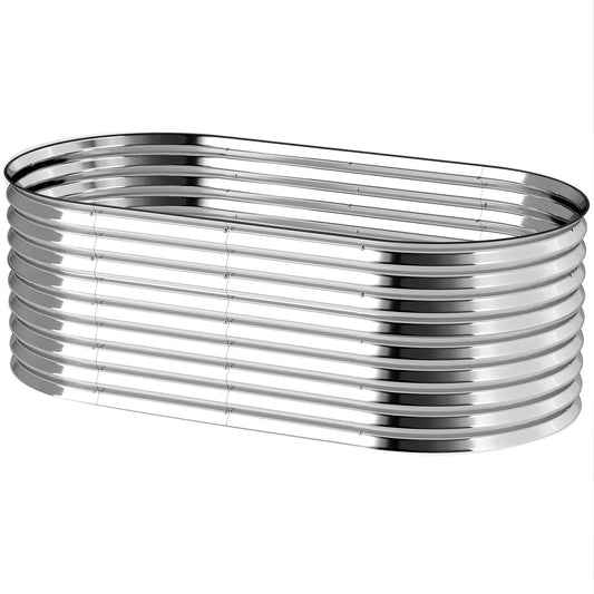5 x 2.5 x 2ft Galvanized Raised Garden Bed, Oval Planter Box, Silver
