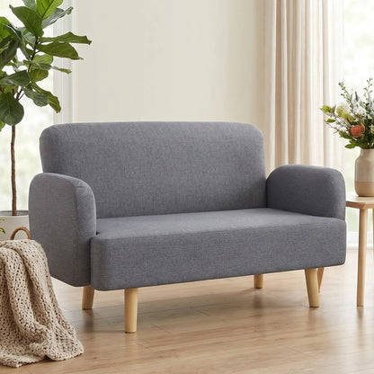 Velvet Fabric 2 Seater Sofa, Small Loveseat 8.3" Thick, Grey 2-Seater Sofas at Gallery Canada