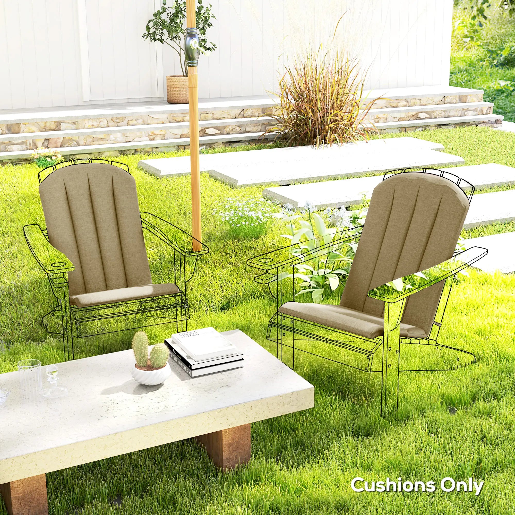 Patio Chair Cushions Set, High Back Adirondack, High-Density Foam, Beige Patio Chair Cushions at Gallery Canada