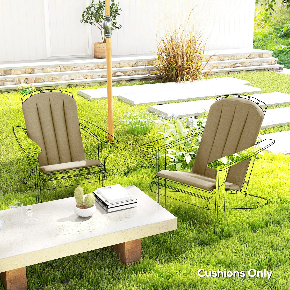 Patio Chair Cushions Set, High Back Adirondack, High-Density Foam, Beige Patio Chair Cushions at Gallery Canada