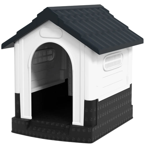 Outside Dog Kennel House, Miniature Dogs, 64.5 x 57 x 66cm, Dark Grey