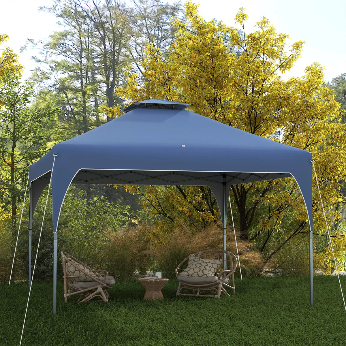 10x10 Pop Up Canopy Tent, 2 Tier Vent Roof, Carry Bag, Blue Pop Up Canopies at Gallery Canada