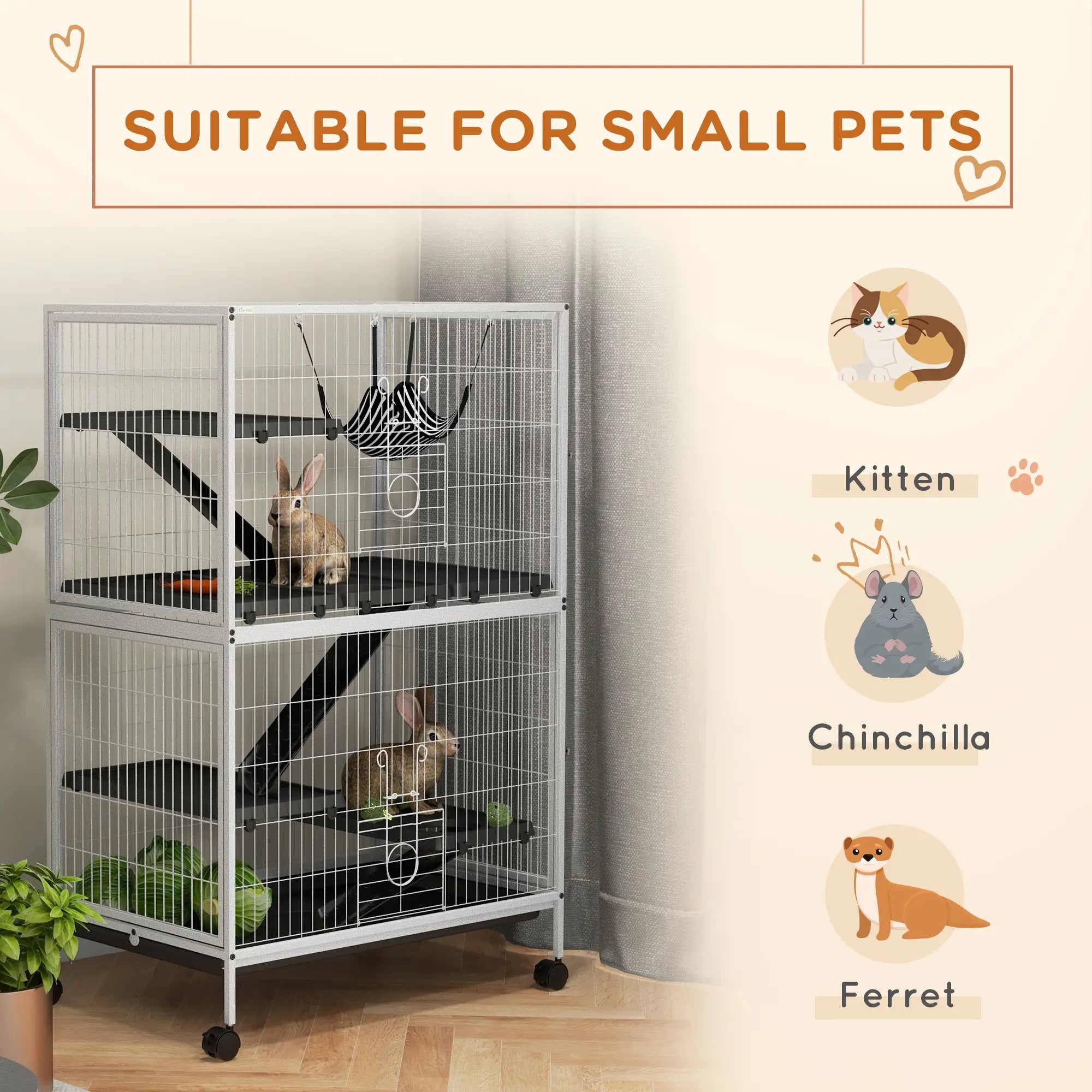 5-Tier Rolling Small Animal Cage, Guinea Pig Ferret Cage, Light Grey Houses & Habitats at Gallery Canada